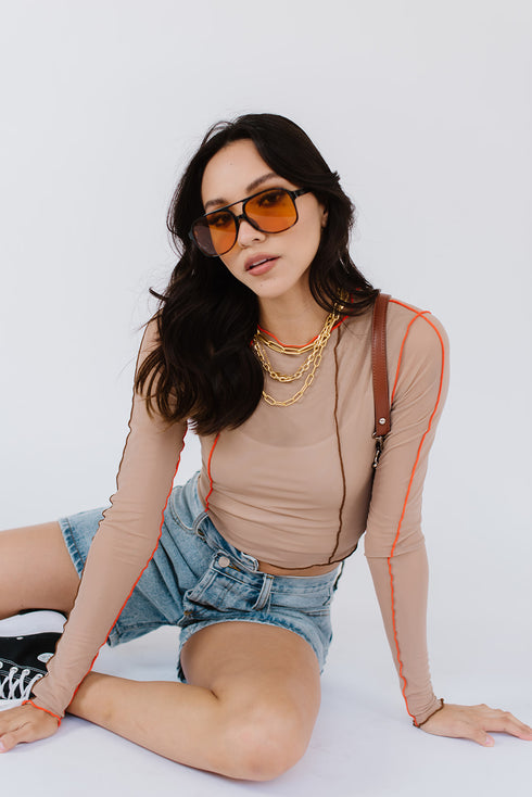 Fast Lane Mesh Top // Tan